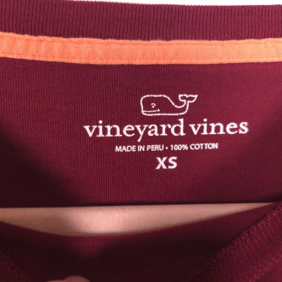 Vineyard Vines Mens XS Burgundy Red Long Sleeve Pocket Cotton Tee T-Shirt - Picture 2 of 7